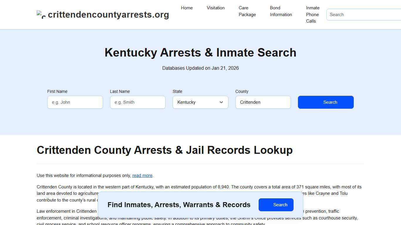 Crittenden County, KY Arrests, Warrants, Police Records Search